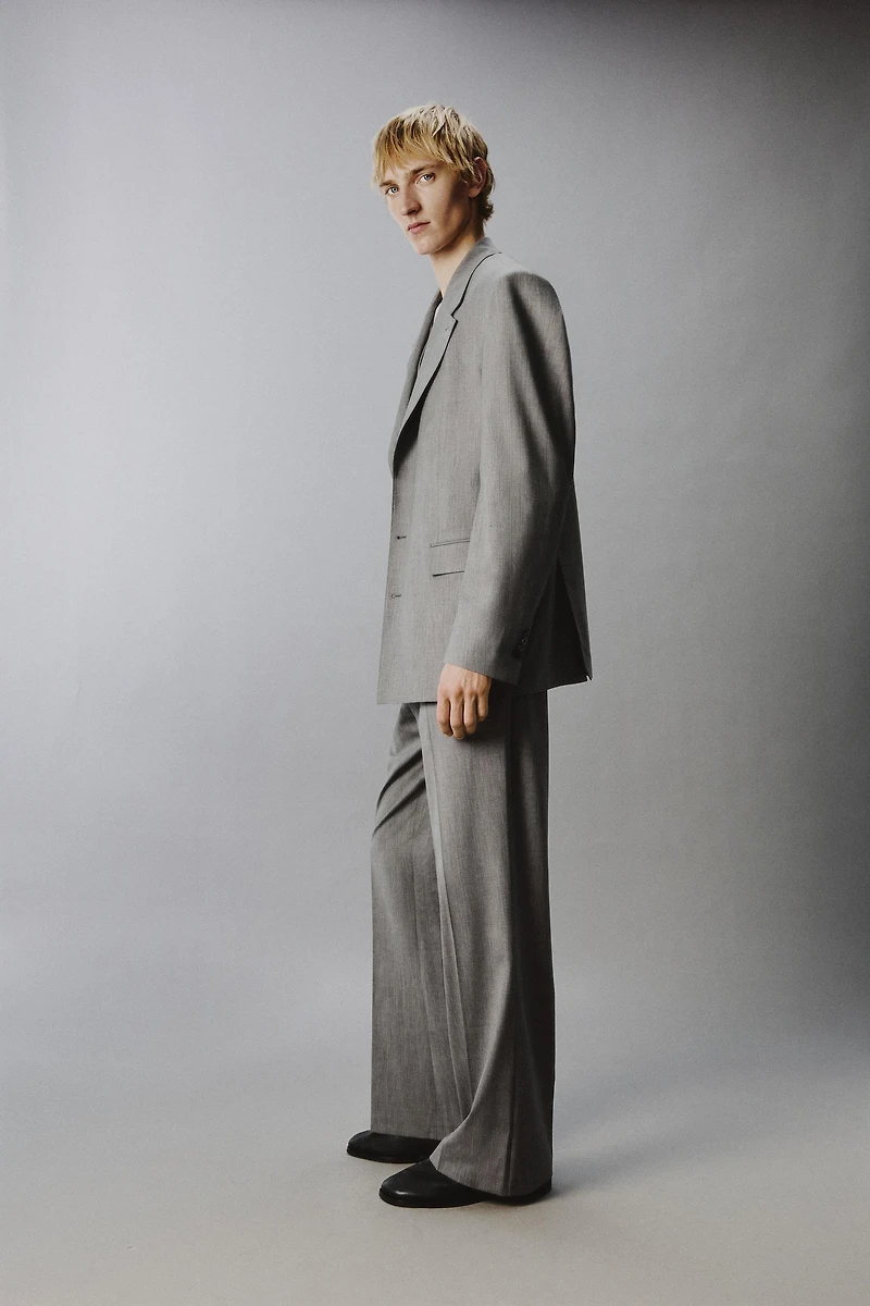 STRIPED TEXTURED SUIT JACKET