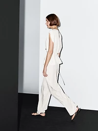 Crepe top with cowl neckline