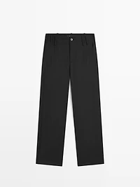 100% wool boyfriend fit trousers