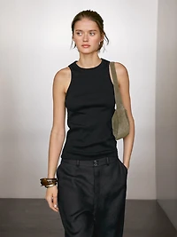 Cotton blend halter-neck top