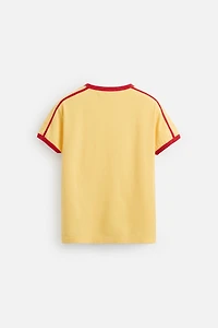 CONTRAST TEXT RIB T-SHIRT