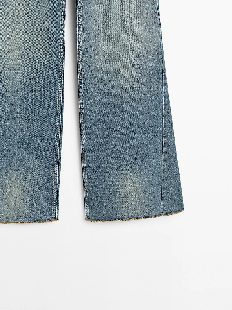 Jean flare taille haute coton