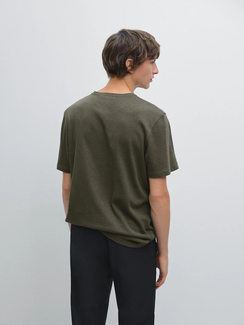 Lightweight short sleeve cotton melange T-shirt