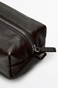 Nappa leather toiletry bag with zip