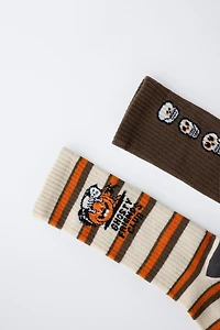 LOT DE DEUX PAIRES CHAUSSETTES RAYÉES CITROUILLE
