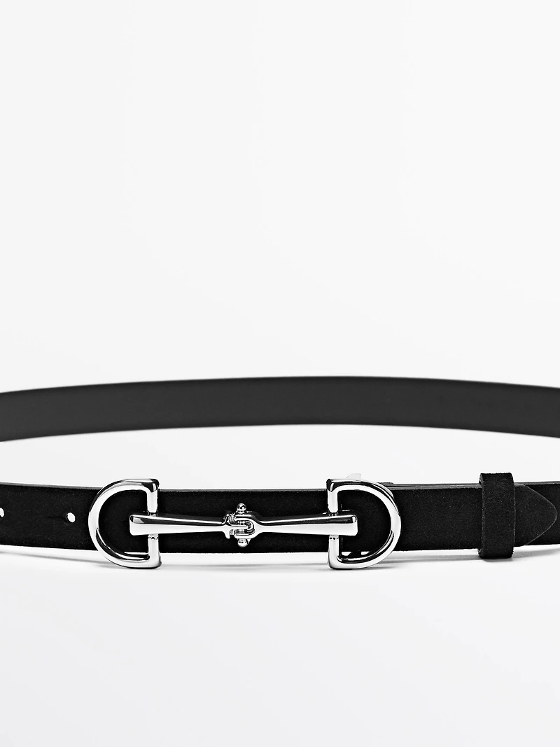 Equestrian split suede leather belt