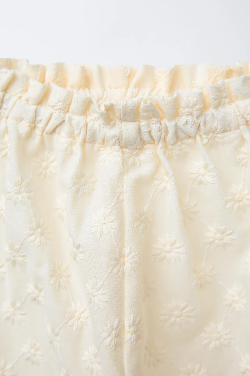 STRAIGHT LEG EMBROIDERED FLORAL PANTS