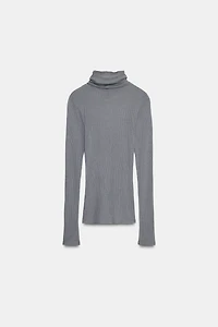 HIGH COLLAR RIBBED TOP