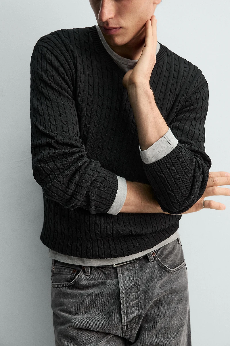 TEXTURED CABLE KNIT JUMPER