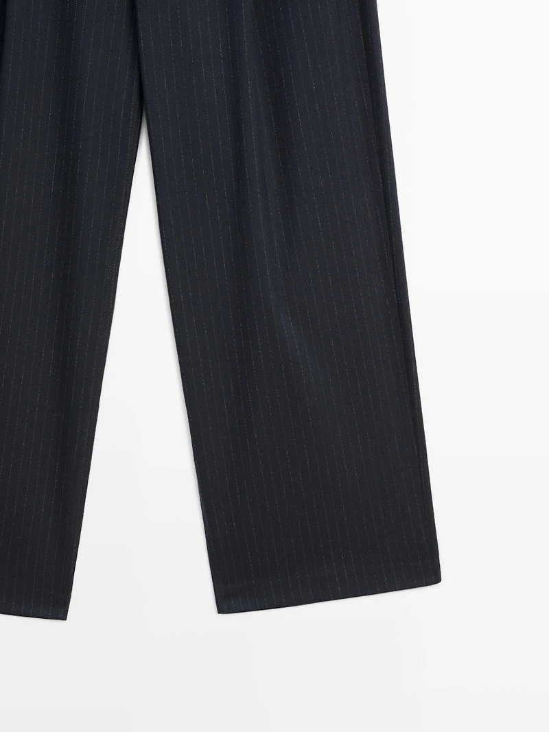 Pantalon large mid-rise à rayures tennis