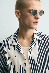 STRIPED PRINT BOXY FIT SHIRT