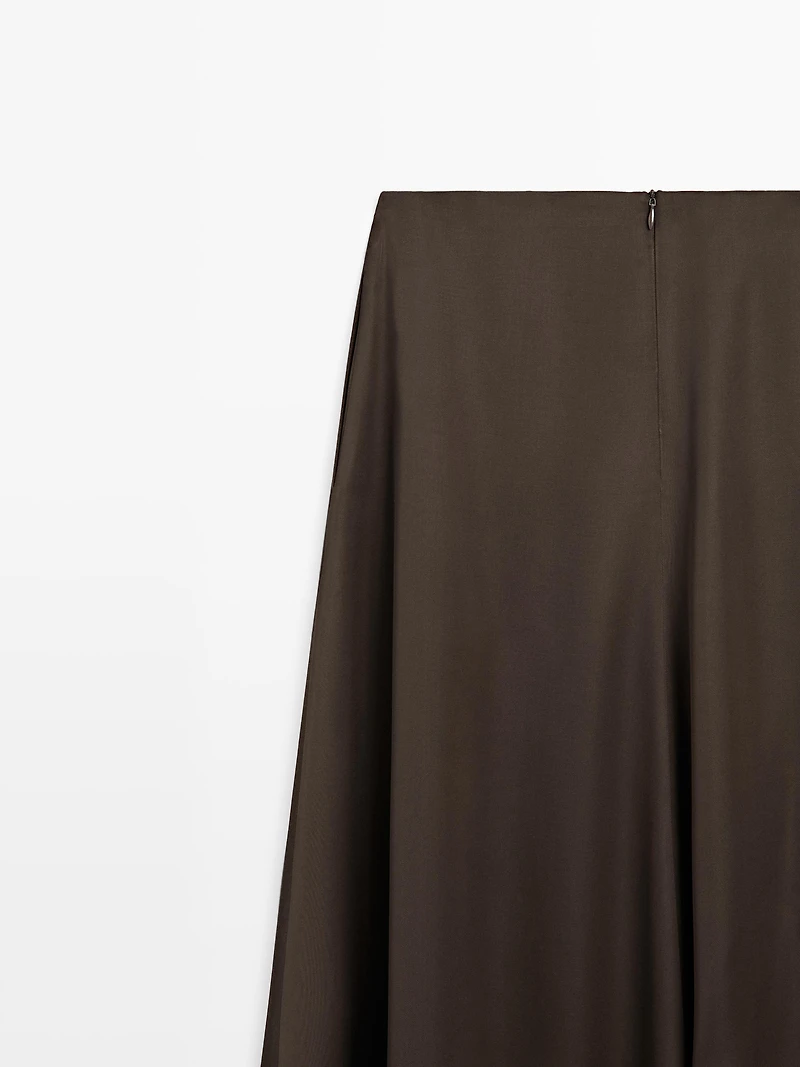 Satin midi skirt with pockets