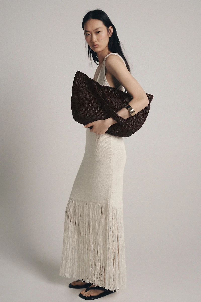 FRINGED KNIT DRESS