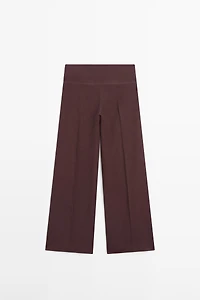 100% linen mid-waist flared pants