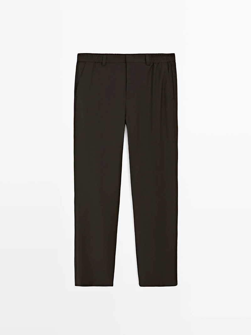 Wool blend jogger fit trousers