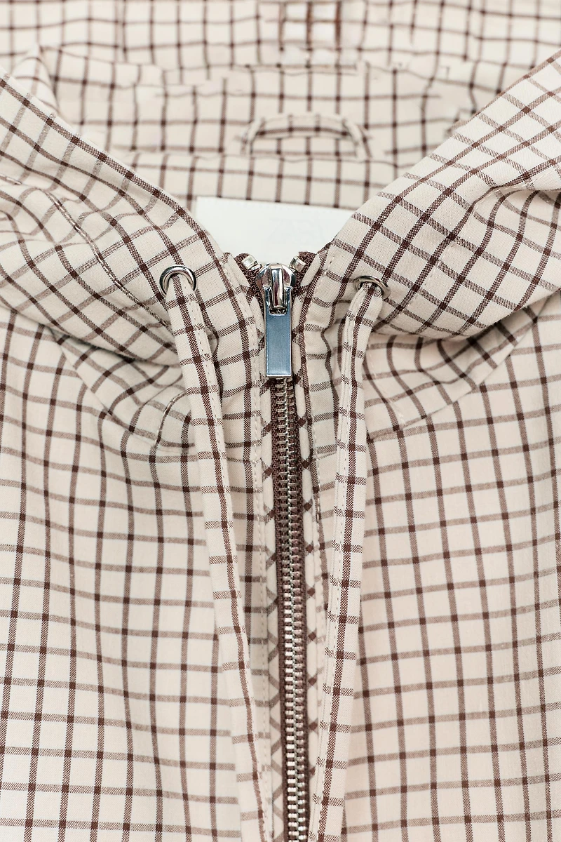PLAID HOODED JACKET