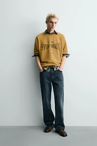 WASHED CONTRAST PRINT SWEATSHIRT