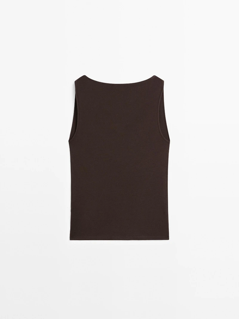100% cotton top with draped neckline
