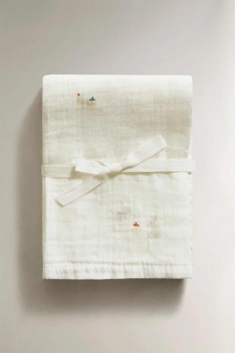 EMBROIDERED BABY MUSLIN CLOTHS (PACK OF 2)