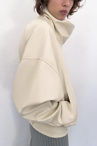 FAUX LEATHER BOMBER JACKET
