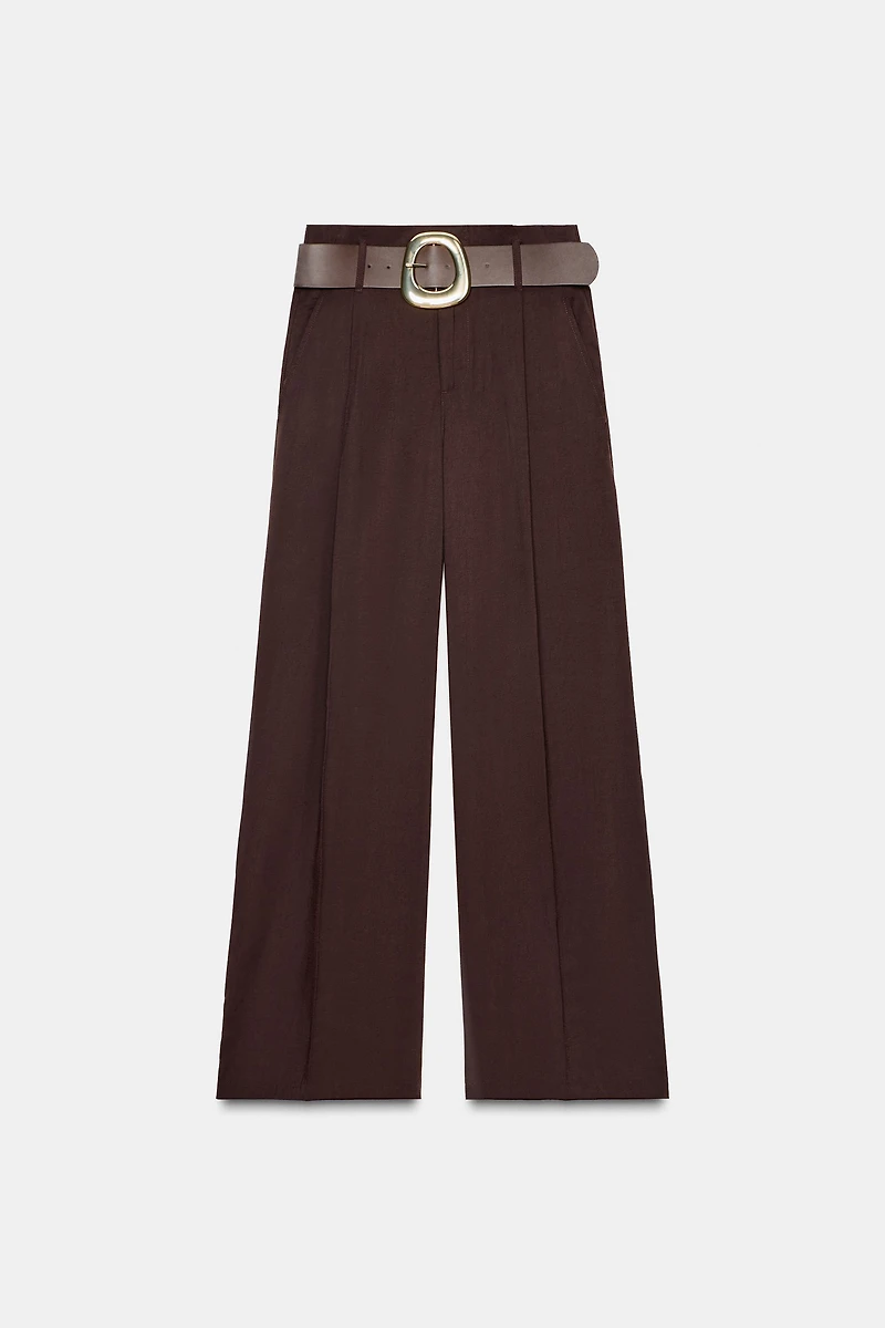 WIDE LEG BELTED PANTS