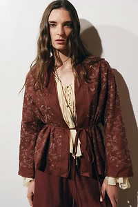 ZW COLLECTION LINEN EMBROIDERED KIMONO