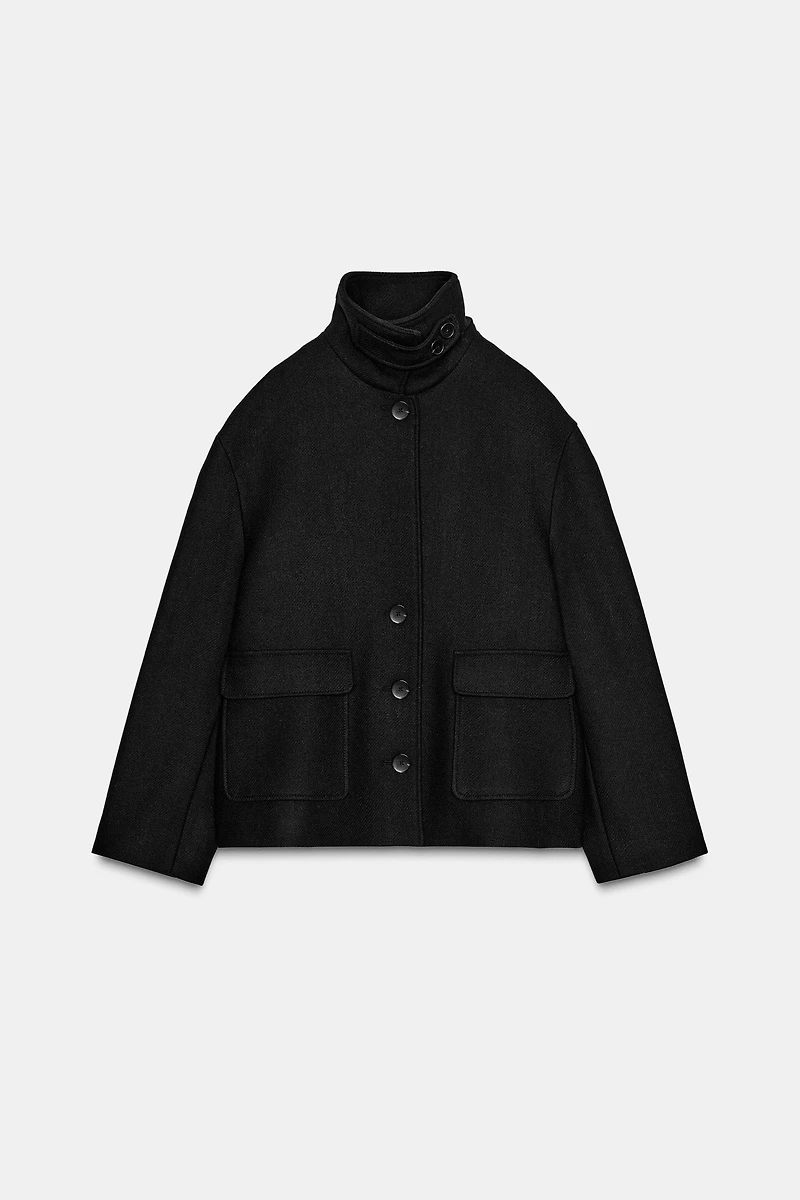 SHORT WOOL COAT WITH HIGH NECK