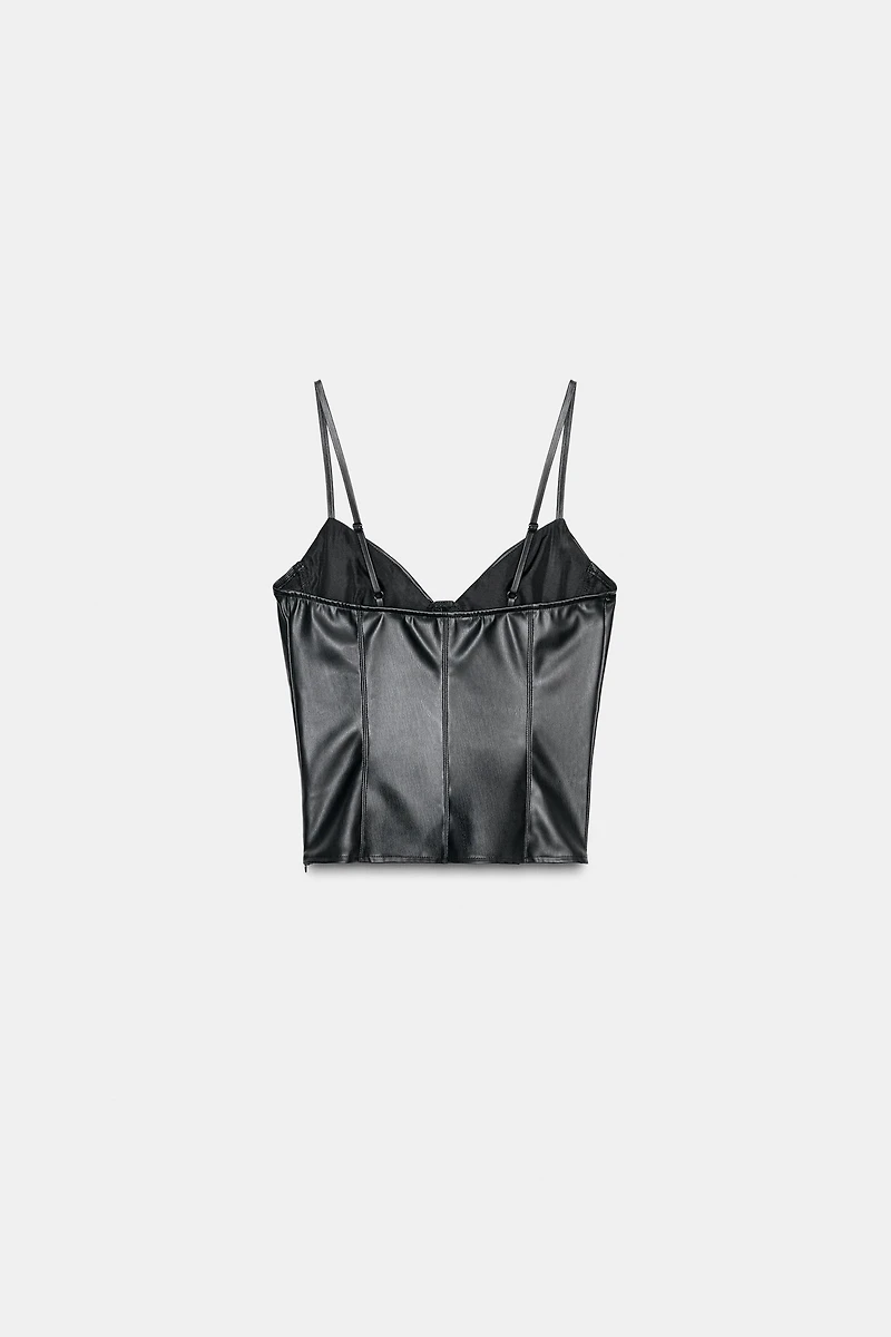 FAUX LEATHER CORSET TOP
