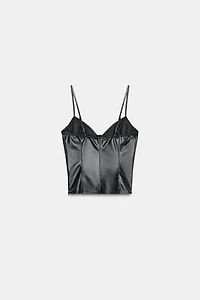 FAUX LEATHER CORSET TOP