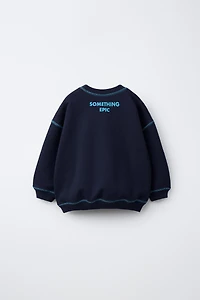 CONTRAST STITCHING TEXT SWEATSHIRT