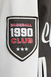 HOODIE BOMBER JACKET WITH FAUX LEATHER SLEEVES