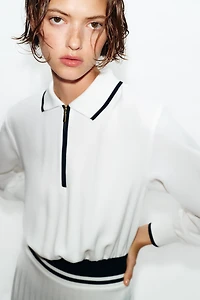 COMBINATION PLEATED MIDI DRESS