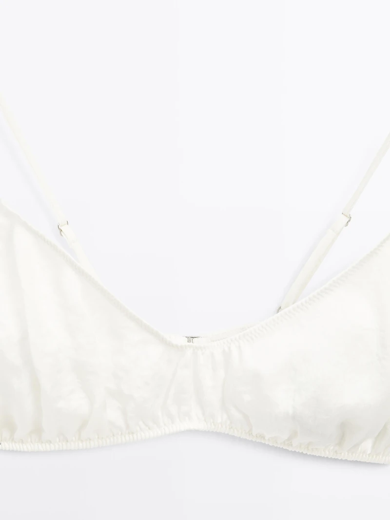 Soutien-gorge triangle satiné fronc