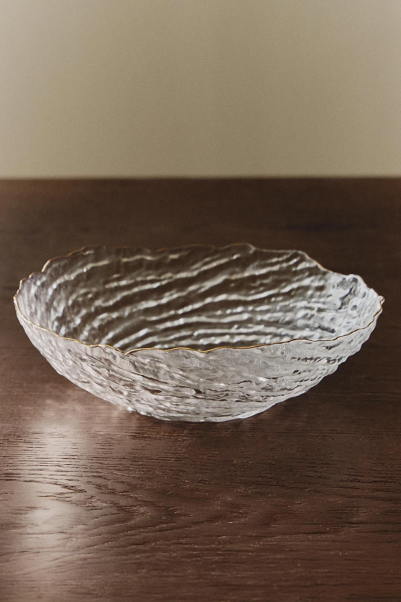 SALADIER VERRE FILET DORÉ