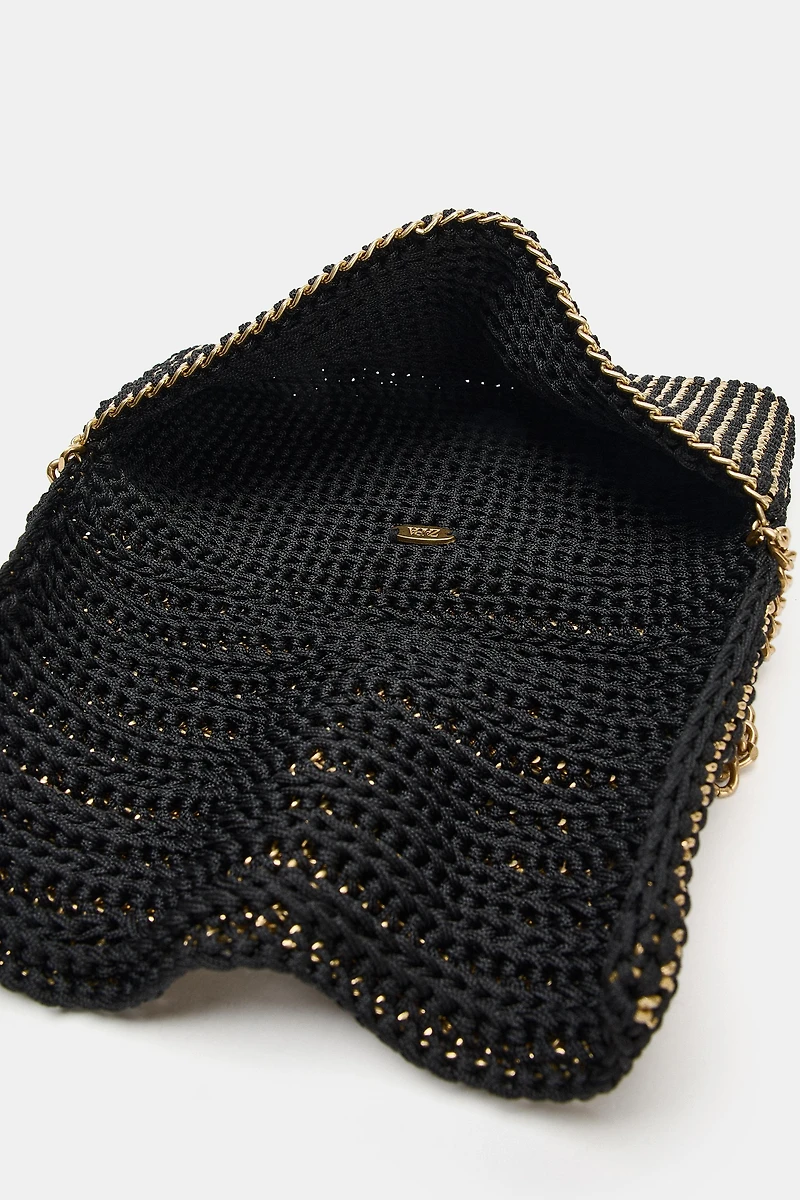 METALLIC FABRIC CROSSBODY BAG