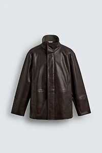 CONTRAST FAUX LEATHER JACKET