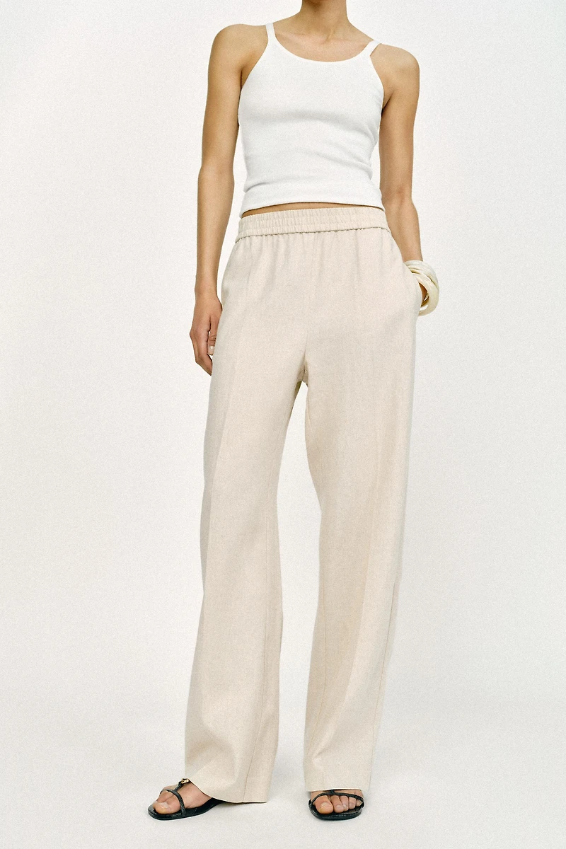 PANTALON DROIT AVEC LIN