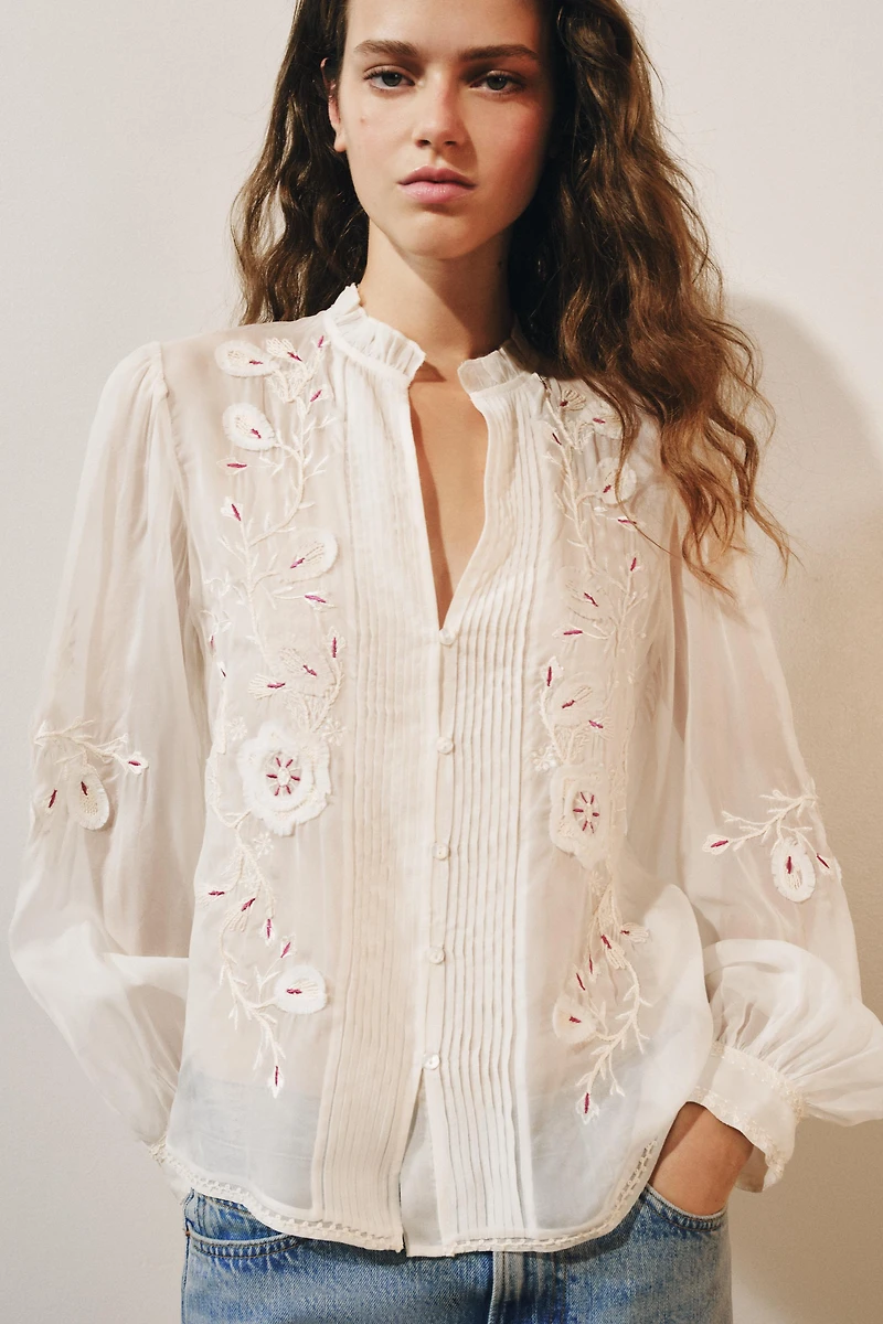 ZW COLLECTION EMBROIDERED ORGANZA SHIRT