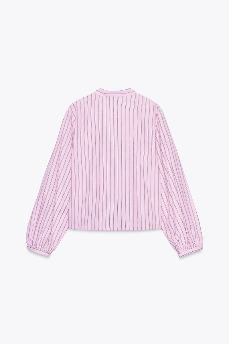 STRIPED POPLIN SHIRT WITH TIES