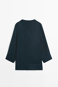 100% linen flowy mini dress