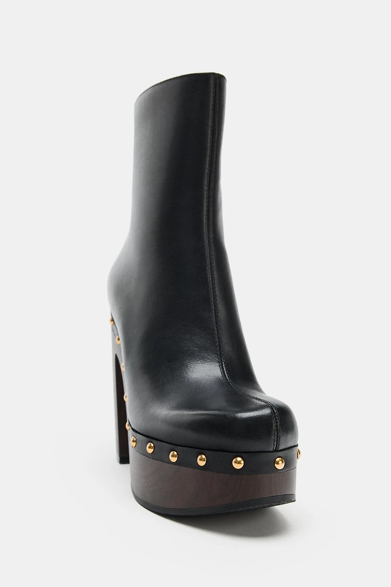 PLATFORM LEATHER ANKLE BOOTS