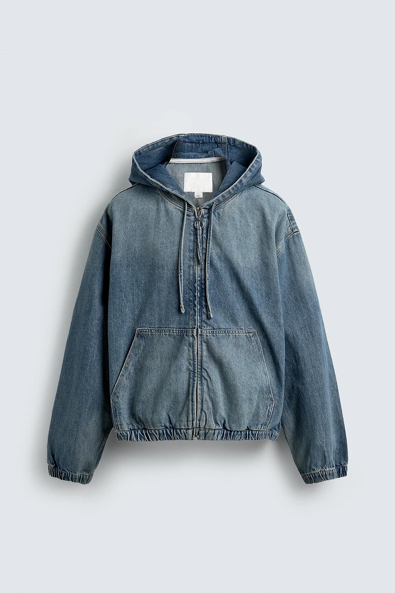 VESTE DÉLAVÉE À CAPUCHE