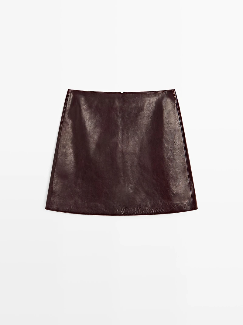 Short nappa leather skirt