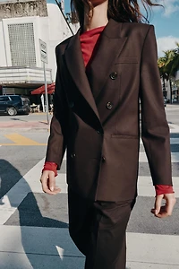 DOUBLE BREASTED BLAZER WITH SHOULDER PADS