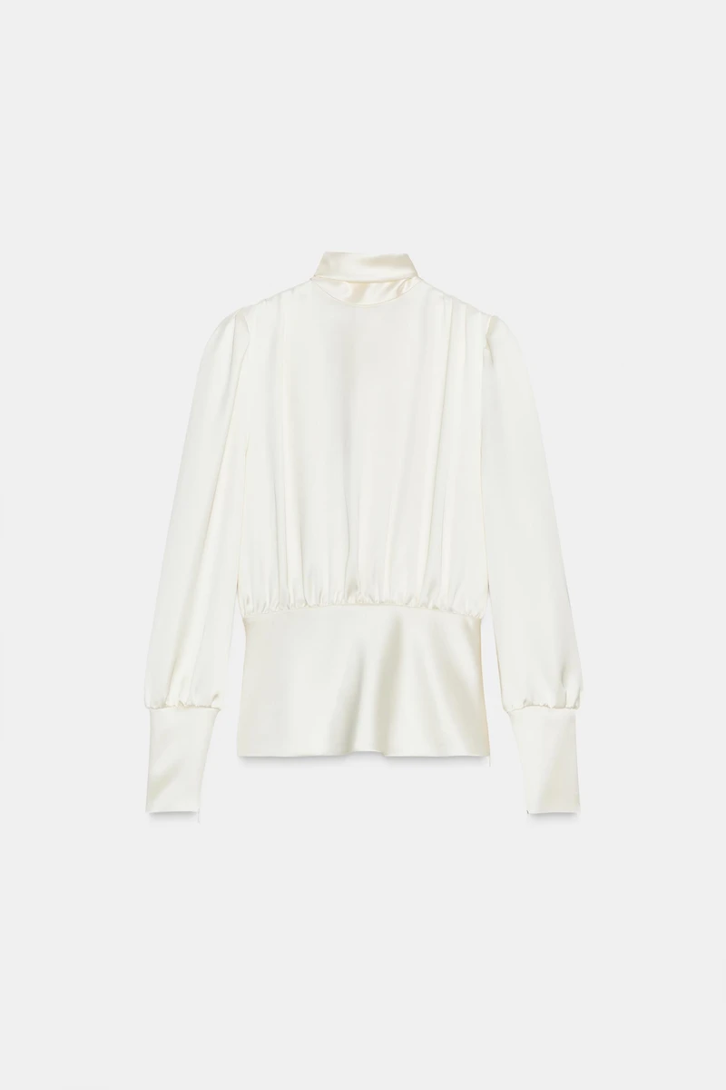 SATIN EFFECT SHIRT WITH TIED BACK