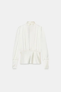 SATIN EFFECT SHIRT WITH TIED BACK