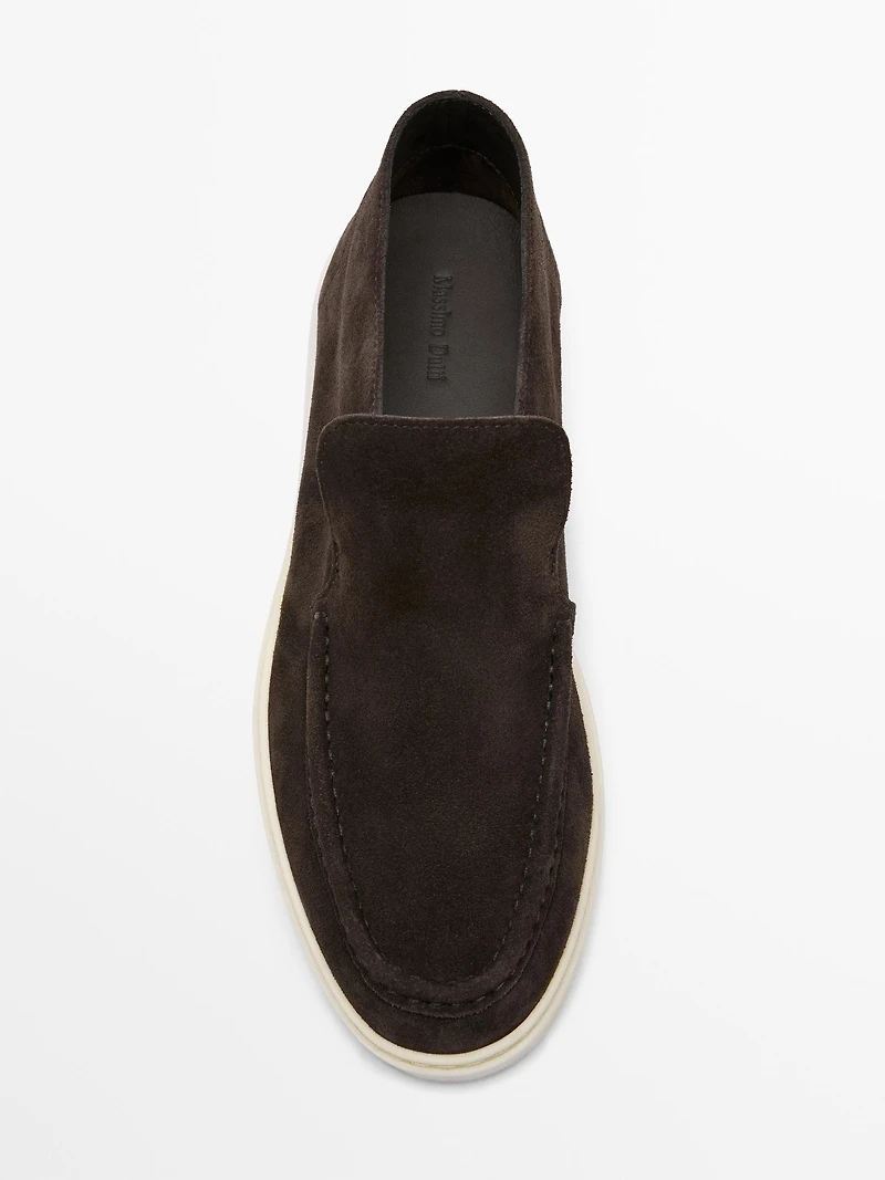 Split leather boot-style loafers