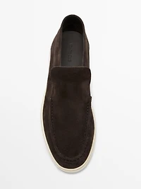 Split leather boot-style loafers