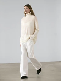 Wool high neck knit sweater