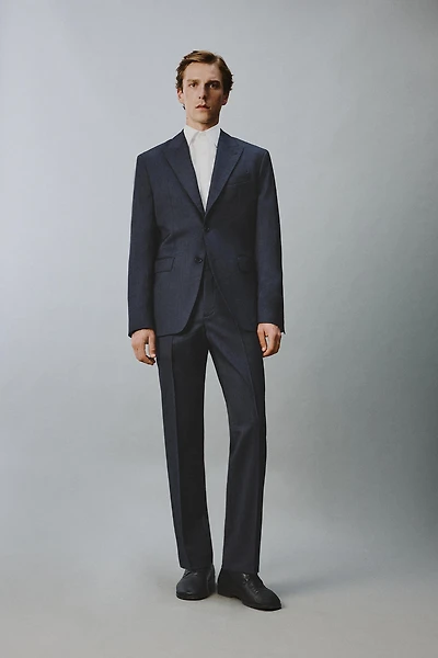 REGULAR FIT 100% WOOL SUIT PANTS